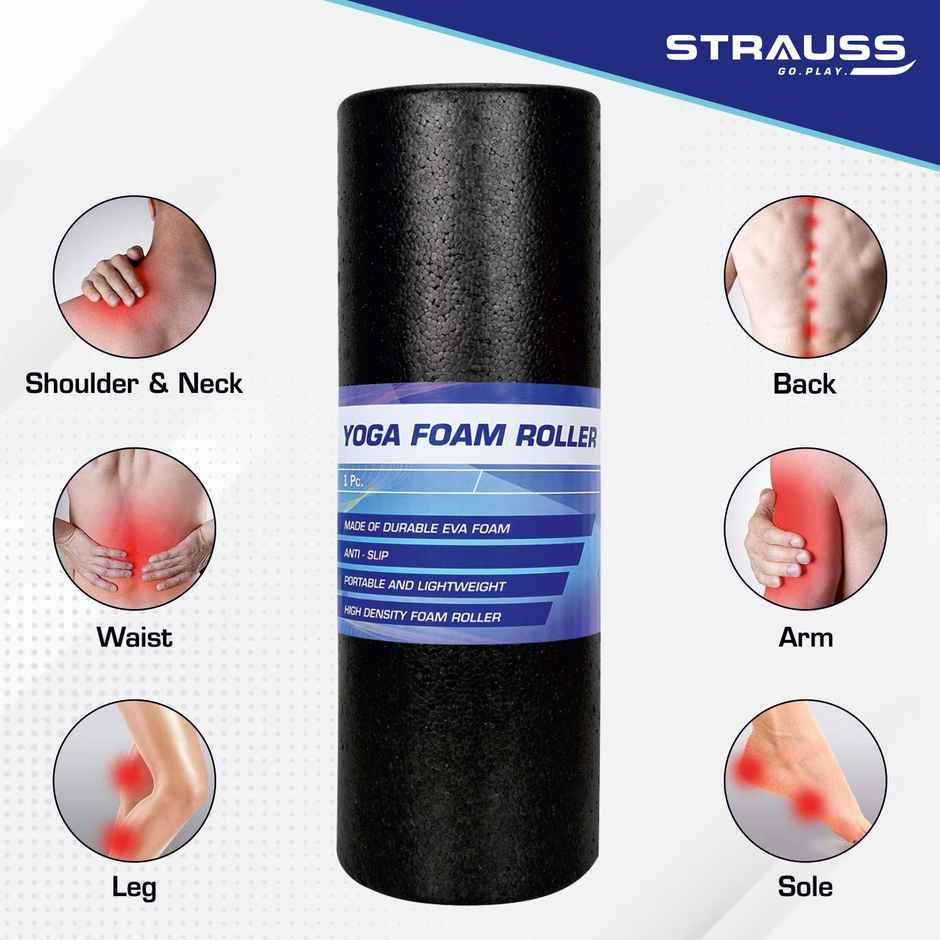 Strauss High Density Foam Roller, 45cm, (Black)