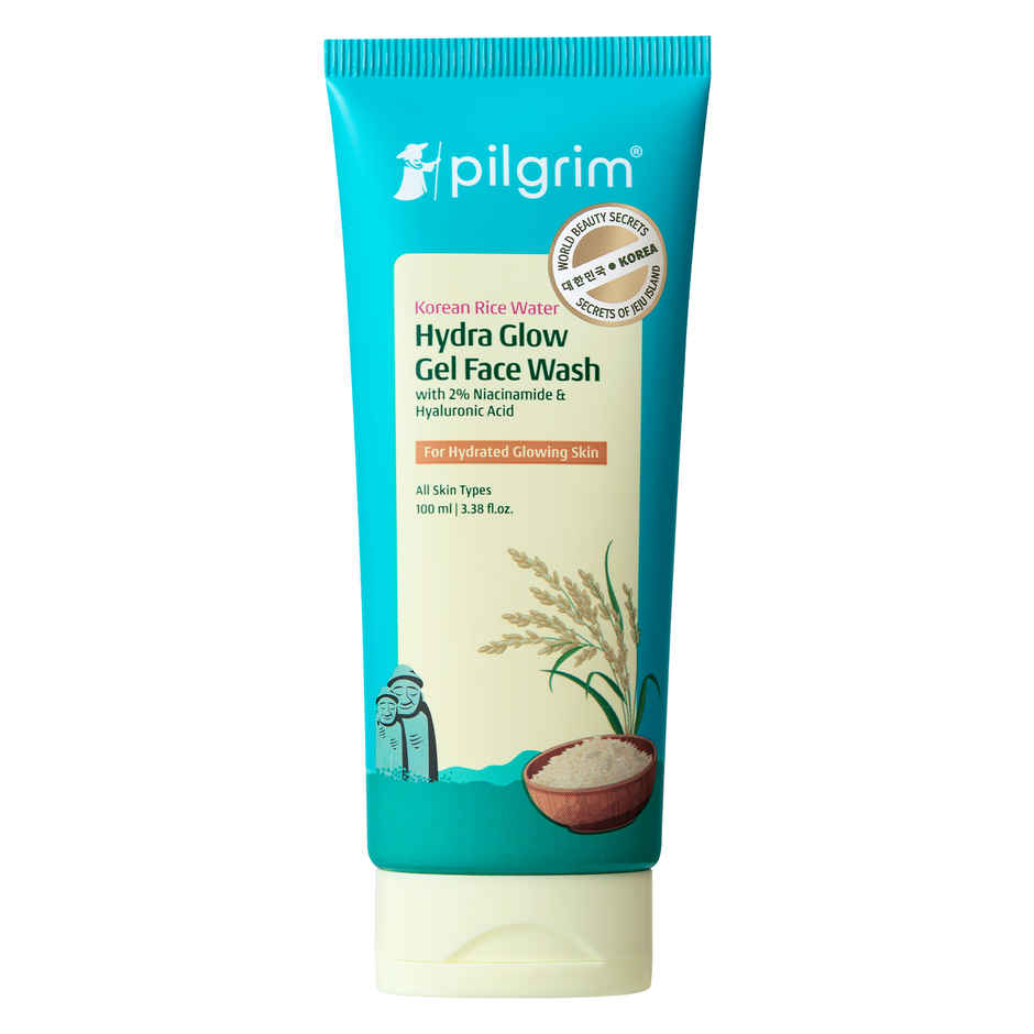 Pilgrim Korean Rice Water Hydra Glow Gel Face Wash with Niacinamide & Hyaluronic Acid for Glowing Skin