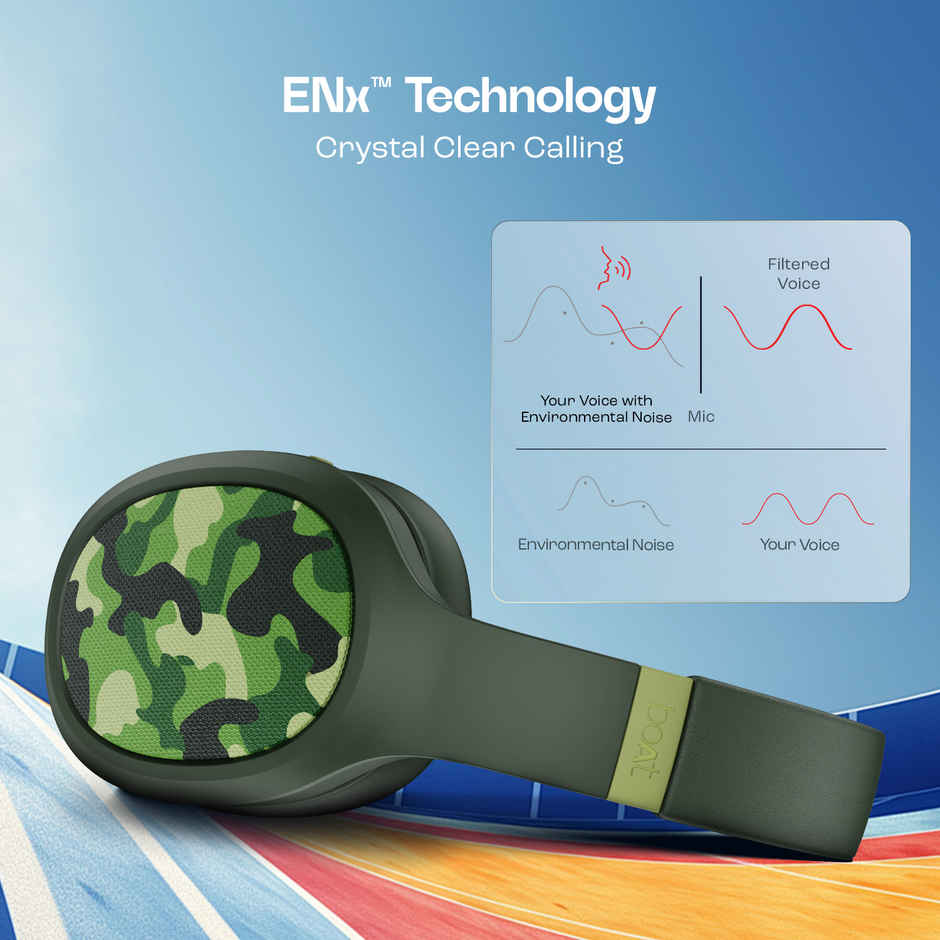 boAt Rockerz 460 Over Ear BT Headphones W/ 30H Playtime, 40Mm Drivers, Signature Sound(Army Green)