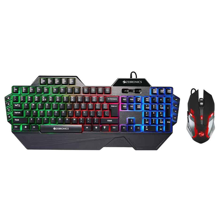 Zebronics Optimus Gaming Keyboard & Mouse Combo Upto 3600 Dpi 6 Buttons Led 117 Keys Black
