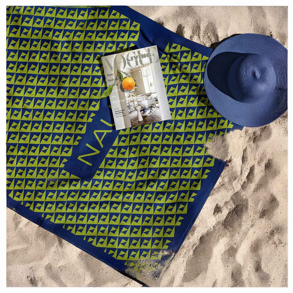 Nautica Designer 100% Cotton Beach & Bath Towel | Bath Towel | Voyage Geometrical | Green, Blue