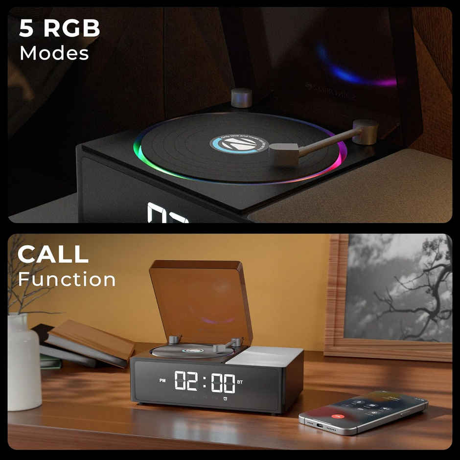 Zebronics Echospin 10W Bt 6.0 Speaker, Dual Drivers, 9 Hr Backup, Retro Design, Tws, Clock, Alarm