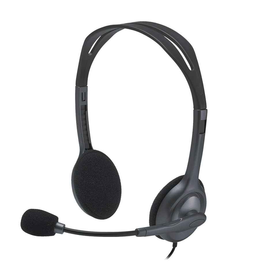 Logitech H111 Wired On Ear Headphones With Mic, 3.5 mm Audio Jack Connection - Black