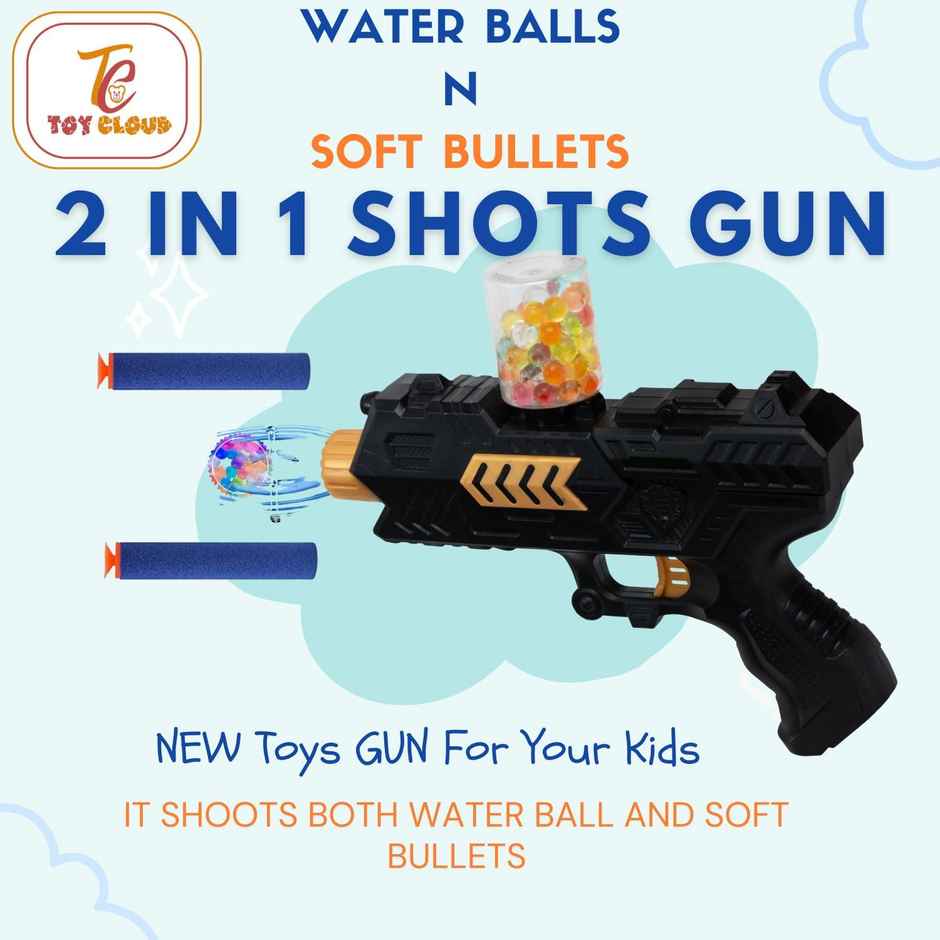 Toy Cloud 2 in 1 Force Blaster Toy Gun with Jelly Shots &10 Soft Foam Dart Bullet Shoot Indoor Game