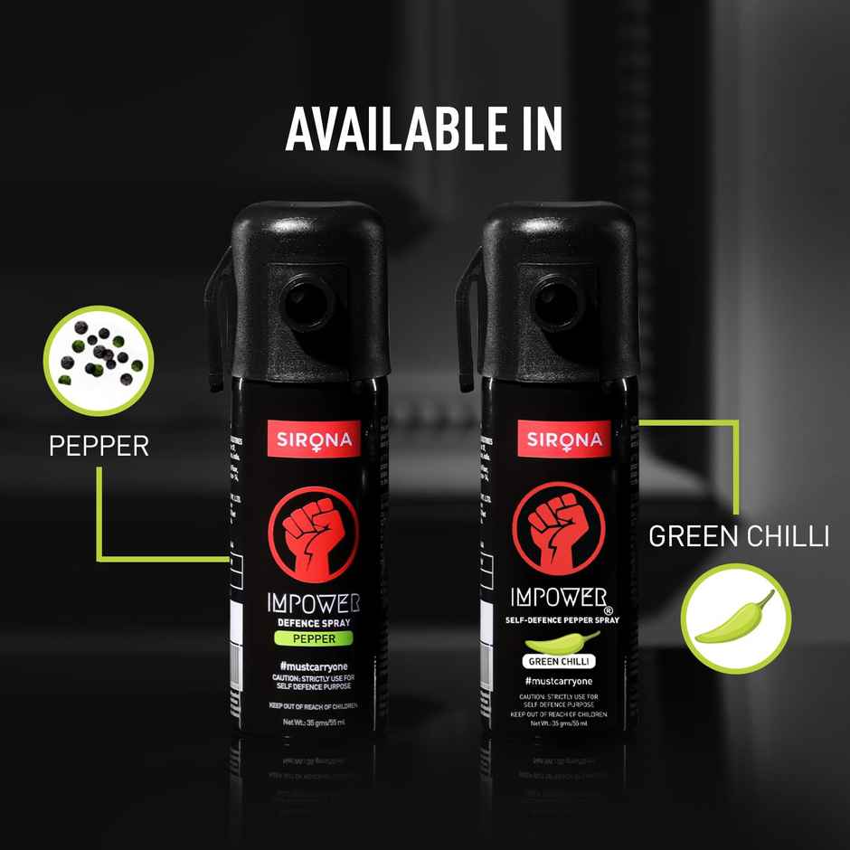 Sirona IMPOWER Self Defence Pepper Spray for Woman Safety - 55 ML | Long Range 12 ft Self Defense