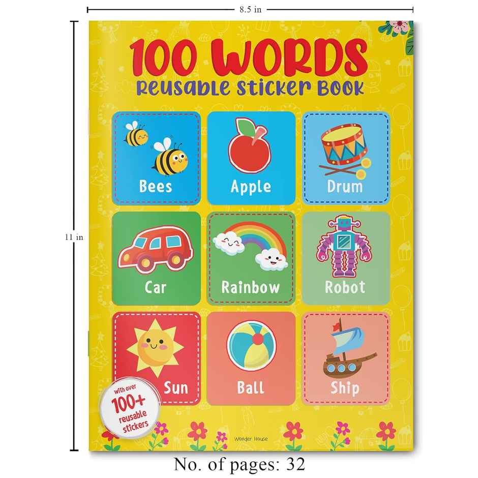 100 Words Reusable Sticker Book For Children