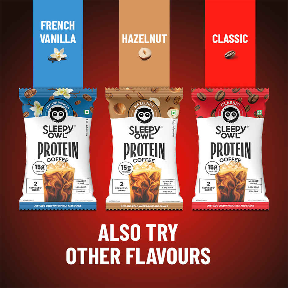 Sleepy Owl Classic Protein Coffee Sachets, 15g Protein, 2 Espresso Shots