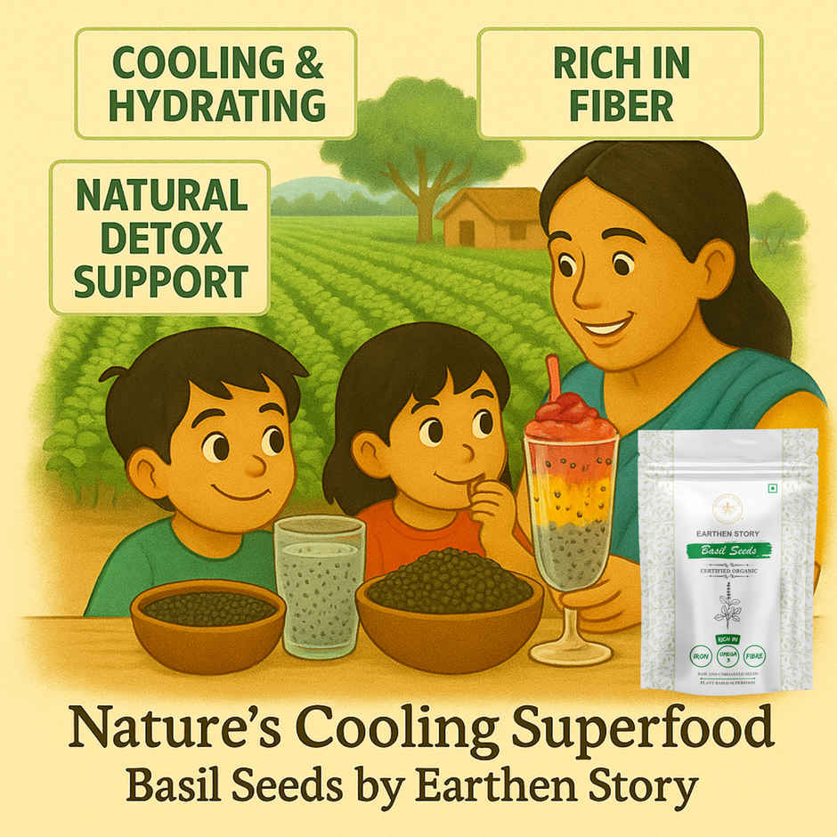 Earthen Story Organic Raw Basil Seeds Combo