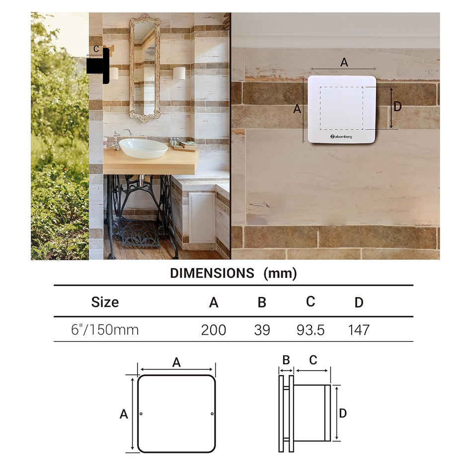 Atomberg Studio BLDC Exhaust Fan, 150mm/6 Inch, Double Ball Bearings, White