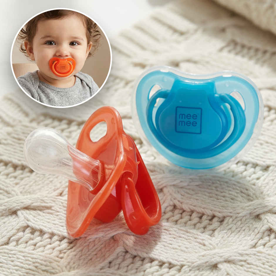 Mee Mee Baby Pacifier Ultra Light Soft Silicone Nipple | BPA Free | Red/Blue