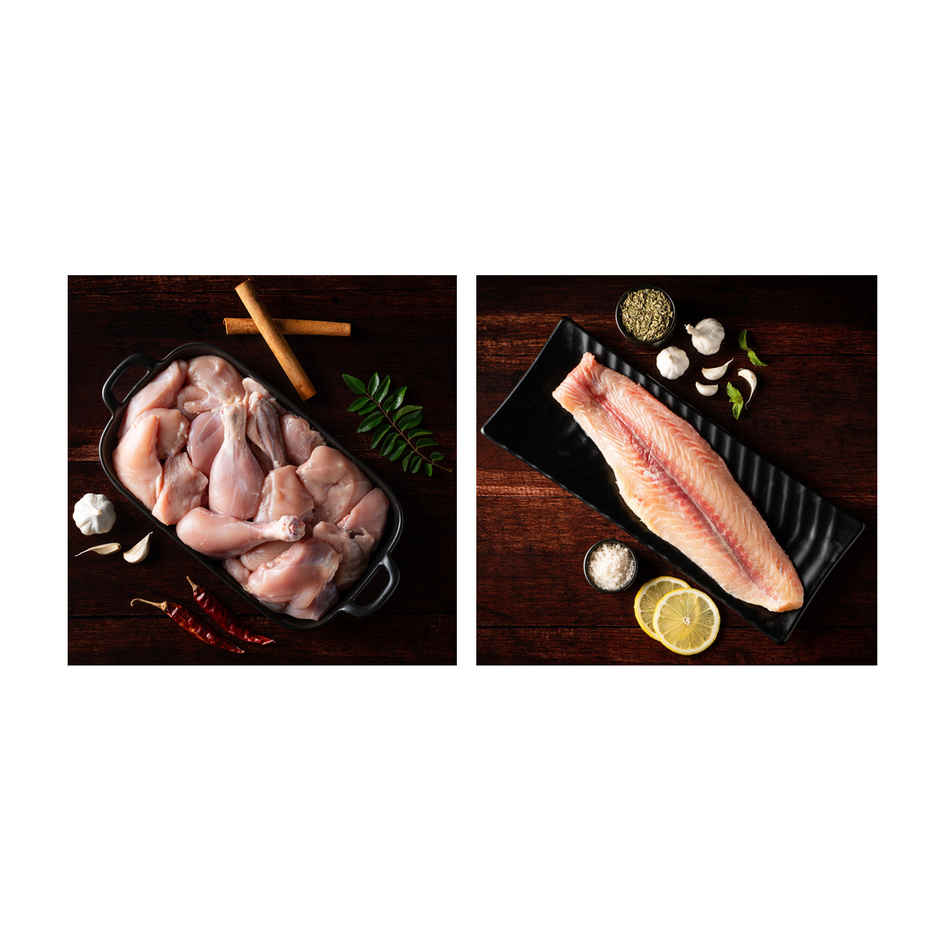 Relish Chicken Curry Cut Without Skin(500gms) & Relish Basa / Pangas Fillet(300gms) Combo