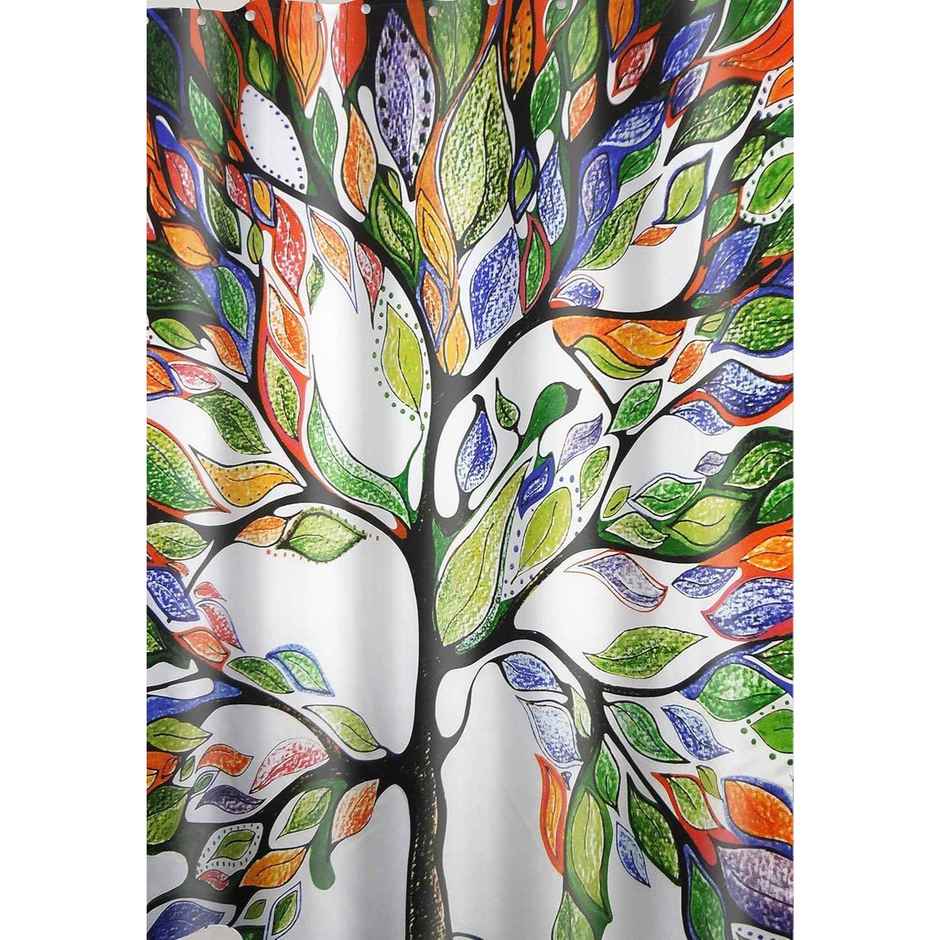 Lushomes Shower Curtain - Multi | Tree Printed | 12 Eyelets | 12 Hooks | 6 x 6.5 ft