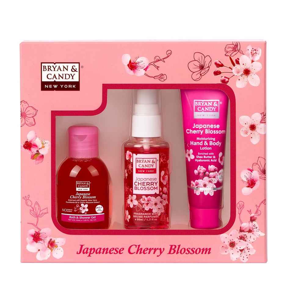 Bryan & Candy Cherry Blossom Bath Kit|Shower Gel|Fragrance Mist|Hand-Body Lotion|Pack Of 3