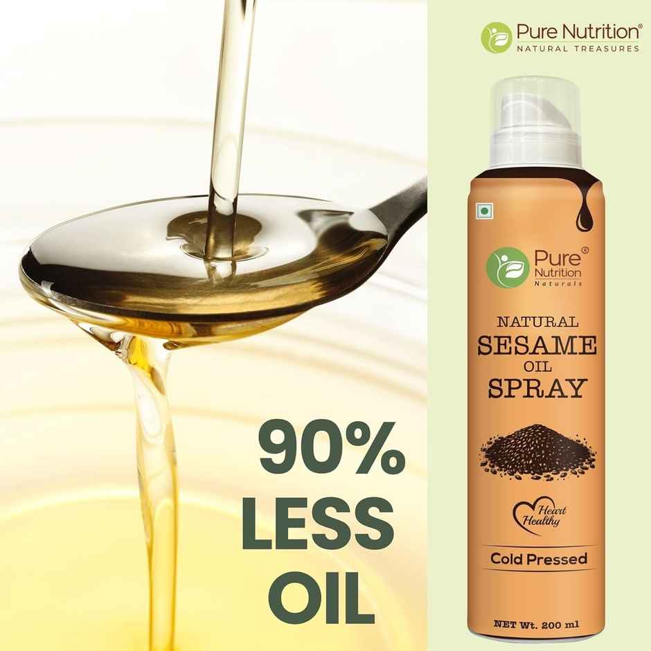 Pure Nutrition Black Sesame (Til-Gingelly) Cold Pressed Oil Spray | Cook Healthy With 10X Less Oil | Rich In Antioxidants