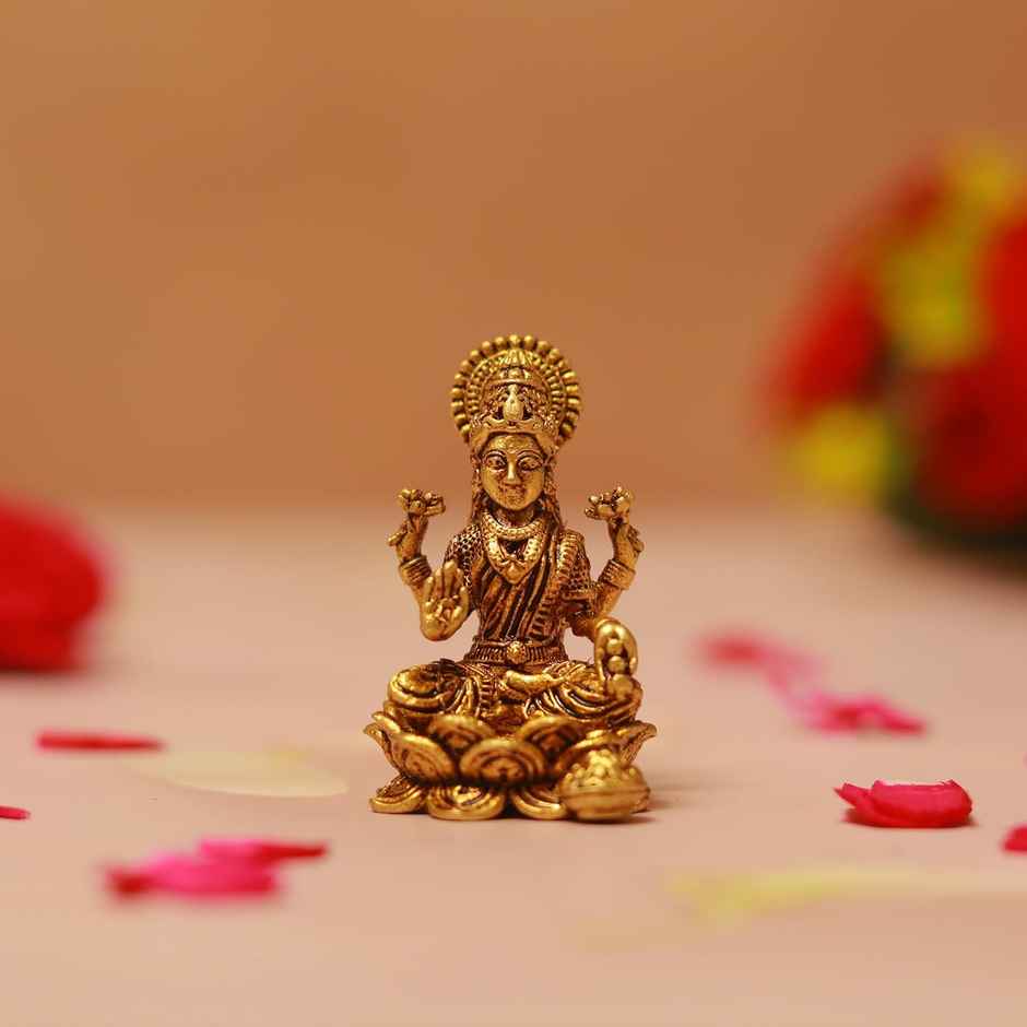 Devnidhii Laxmi Ji Brass Idol On Chowki Small Size