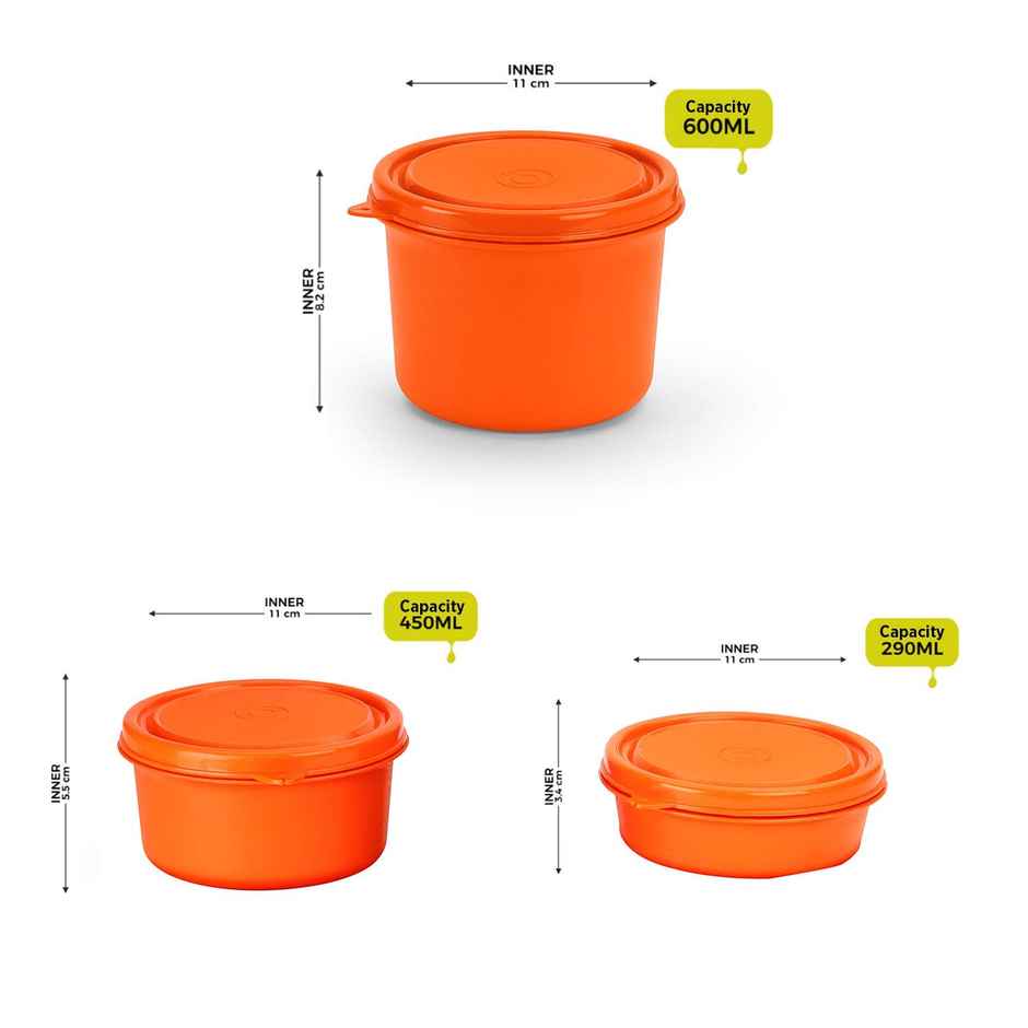 Oliveware Benny Microwave Stainless Steel Container Set Of 2 600 ml Orange Bronze