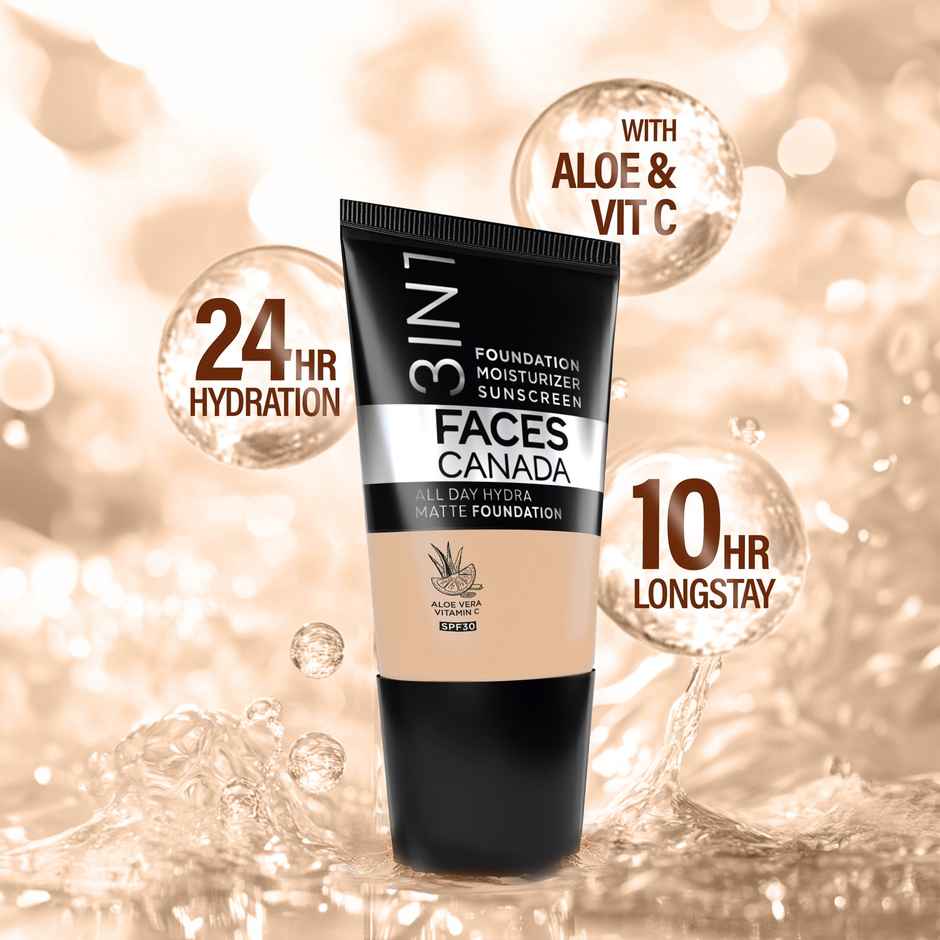 Faces Canada 3in1 All Day Hydra Matte Foundation + Moisturizer + SPF 30 | Rose Ivory 011