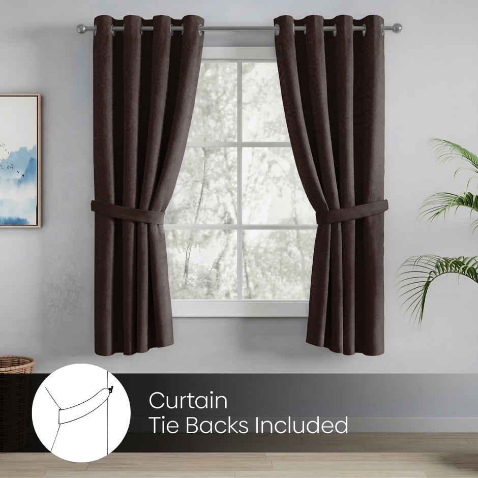 Haus & Kinder Polyester Blackout Solid Essential Drape Window Curtain Mocha