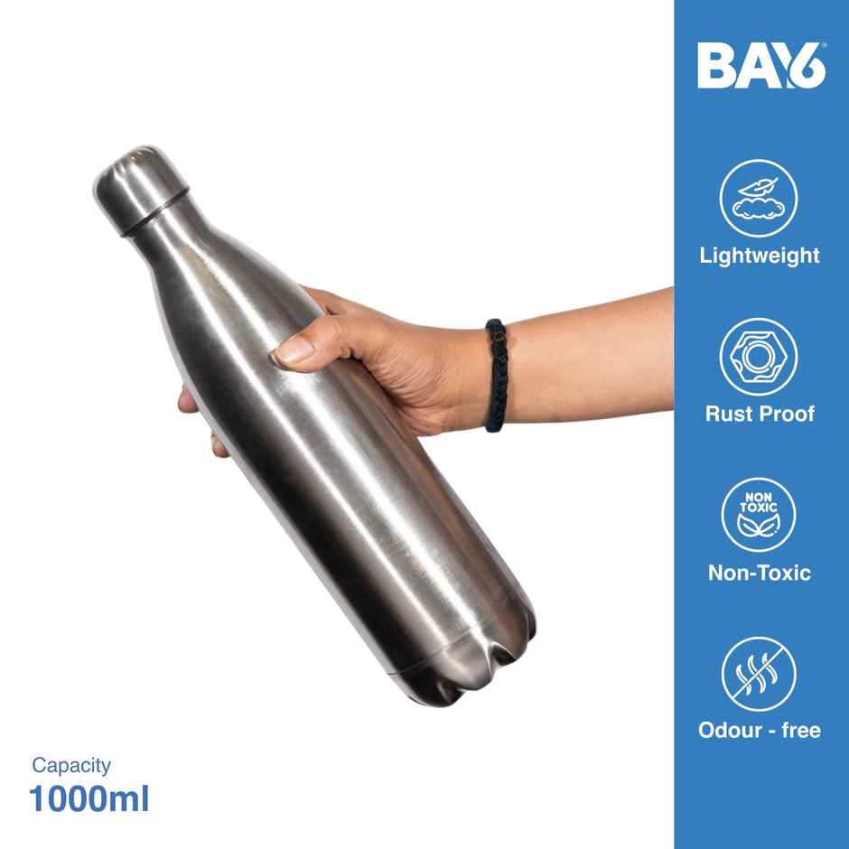 BAY6 Stainless Steel Hot & Cold Vacuum Flask | 1 L | Matte Finish