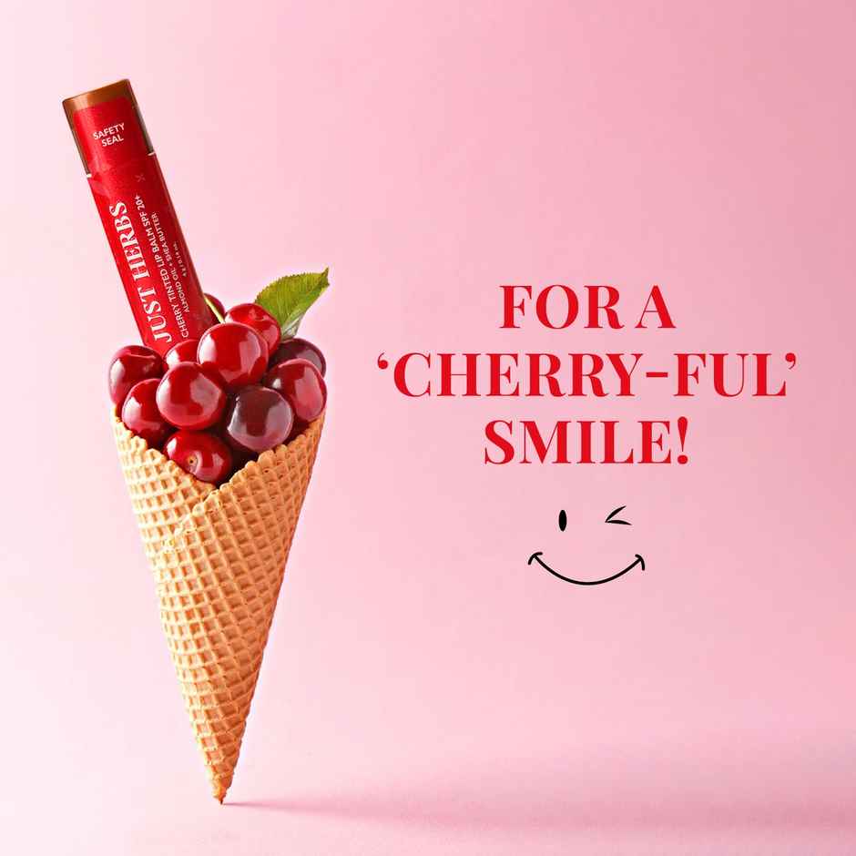 Just Herbs Tinted Lip Balm SPF 20+ For Dry And Chapped Lips For Women And Men- Cherry