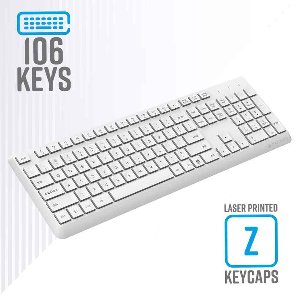 Zebronics Companion 200 Wireless Combo With Silent Operation Mouse, Full Size Keyboard (White)