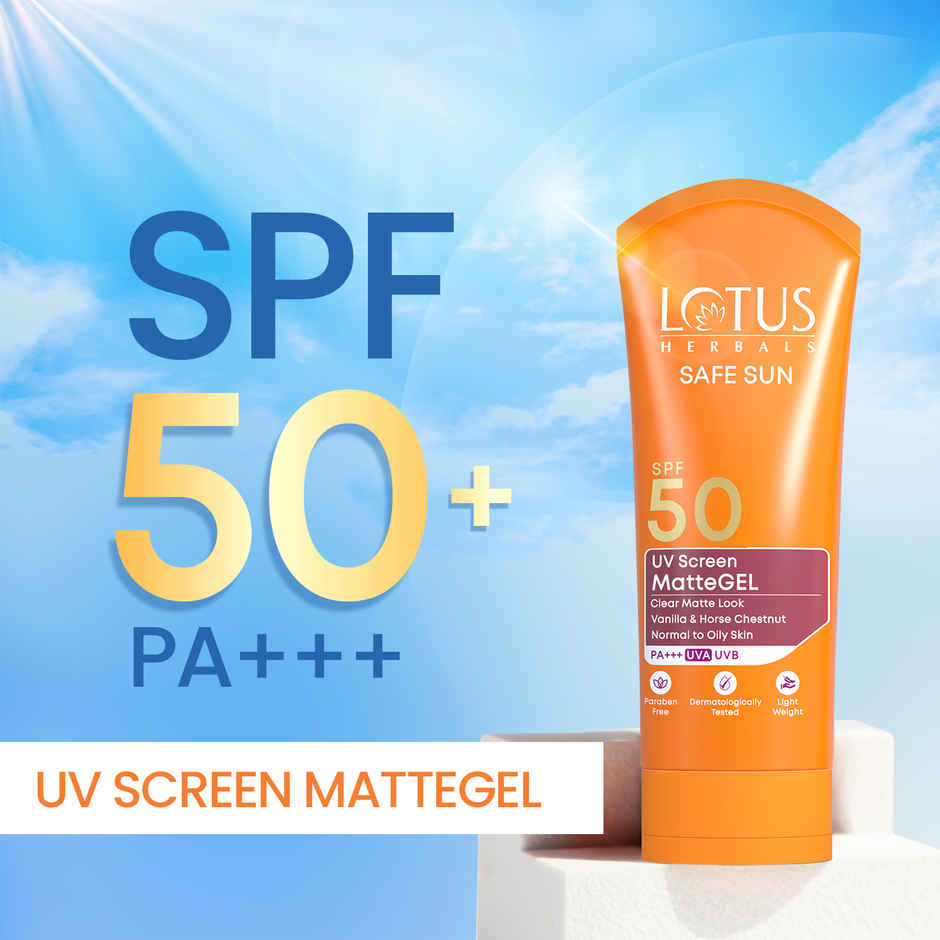 Lotus Herbals Safe Sun Uv Screen Mattegel Ultra Soothing Sunscreen PA+++ SPF 50 Matte Look Oil Control For Normal to Oily Skin