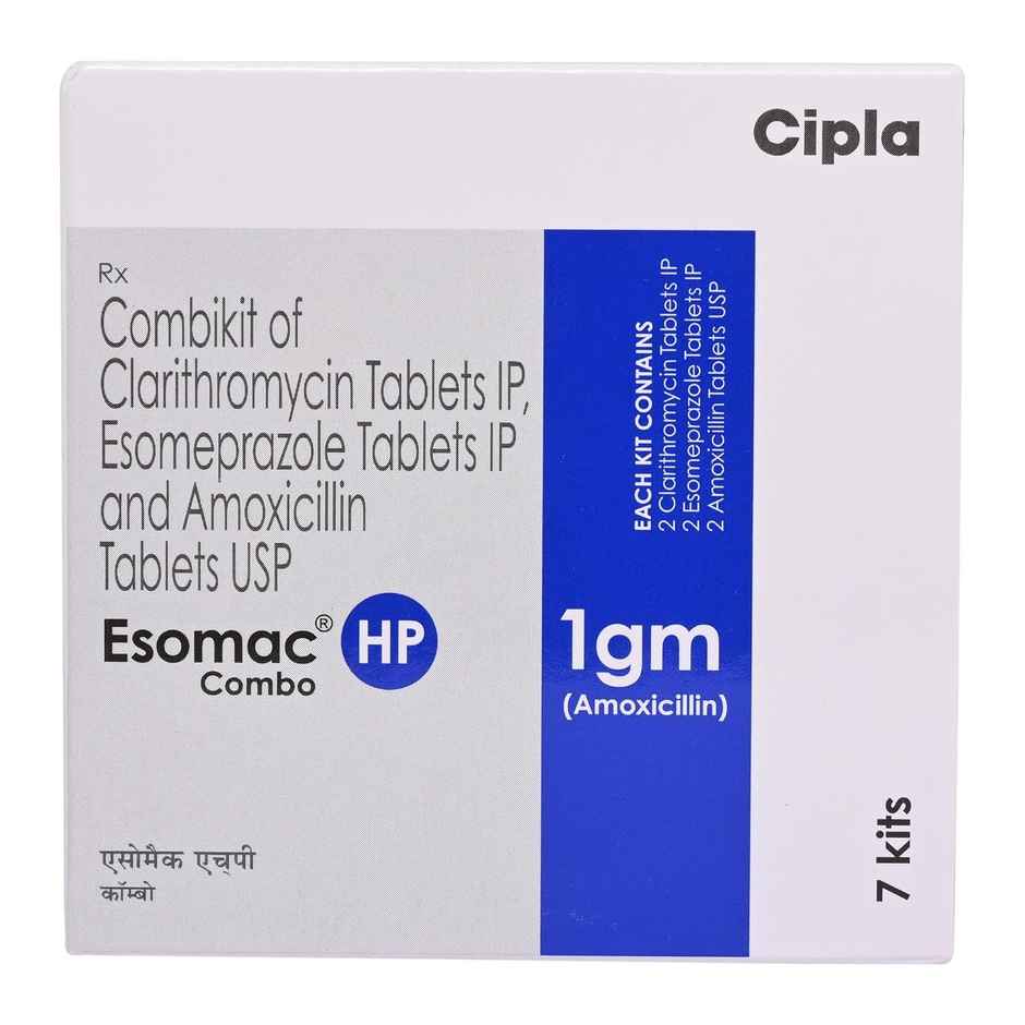 Esomac HP 1000mg/500mg/40mg Tablet Combikit
