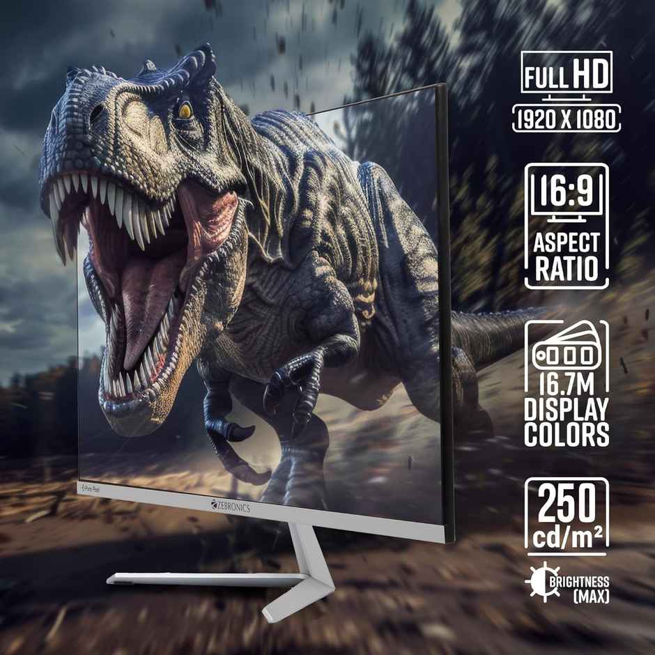 Zebronics A24 FHD LED 24" Monitor | 1920x1080 | 240 Nits | HDMI & VGA | Speakers | Slim Bezel
