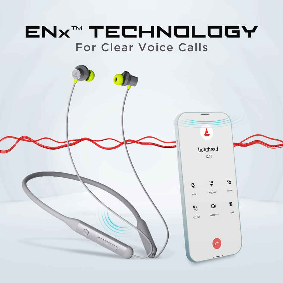 boAt Rockerz 330ANC Bluetooth in Ear Neckband with mic, Crystal Bionic Sound Powered (Funky Grey)