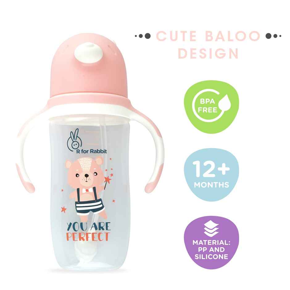 R for Rabbit Premium Baloo Baby Straw Sipper Bottle ( 300 ml Pink)