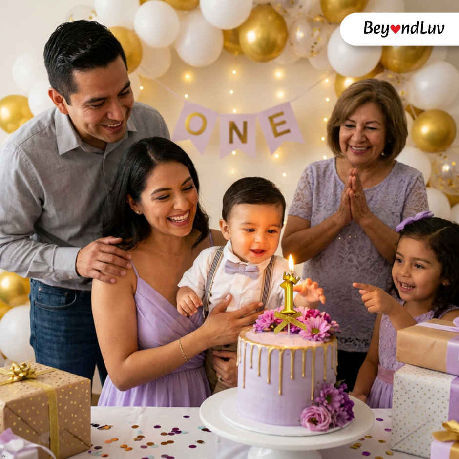 BeyondLuv Candles for Kids Birthday Party 1 Golden Number Candle With Crown