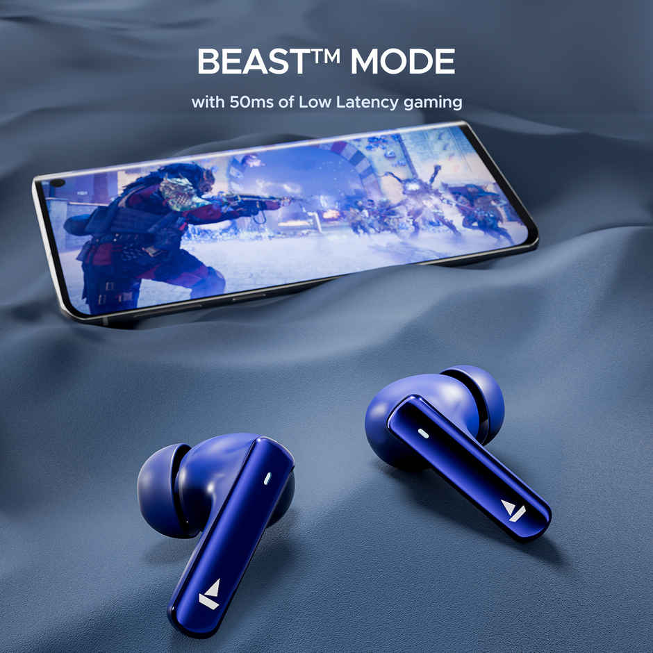boAt Airdopes 121 Pro Plus TWS Earbuds with mic, 100HRS Battery, 4Mics ENx, 50ms Low Latency, Fast Charge, LED Display, IPX5, v5.3 Bluetooth in Ear Earbuds - Blue