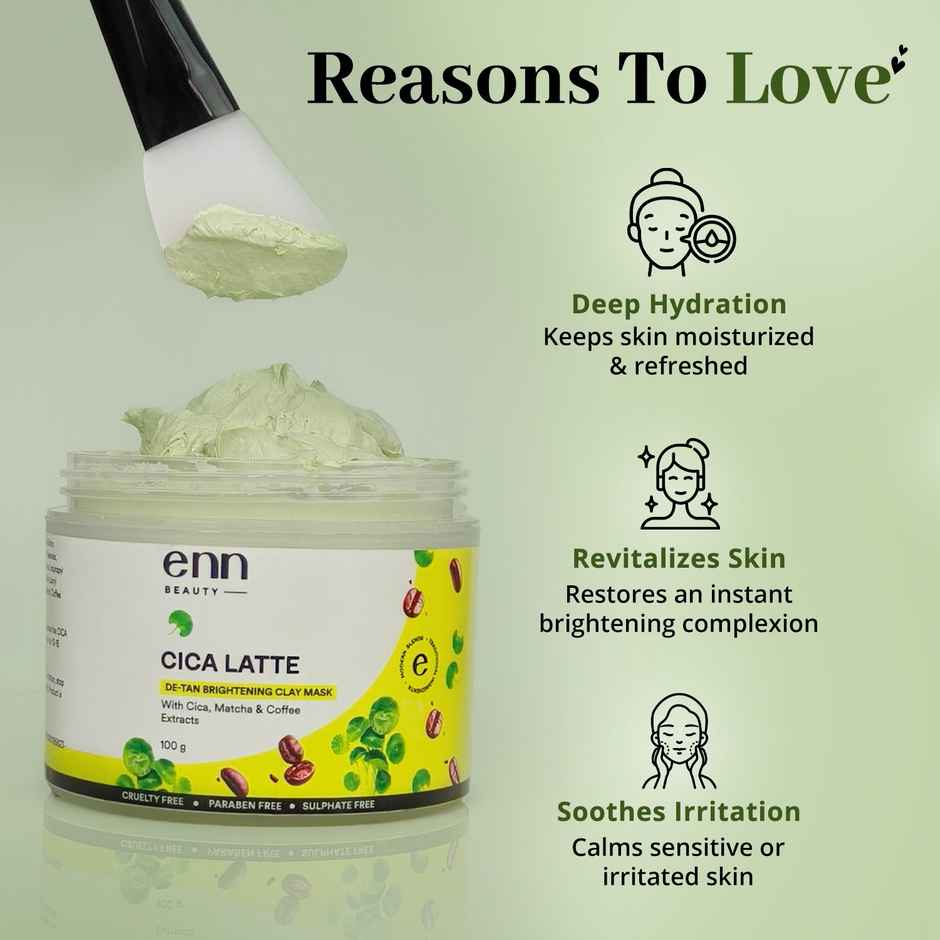ENN Beauty Cica Latte De-Tan Clay Mask | Matcha + Coffee + Cica | Brightening, Oil Control & Glow Boost