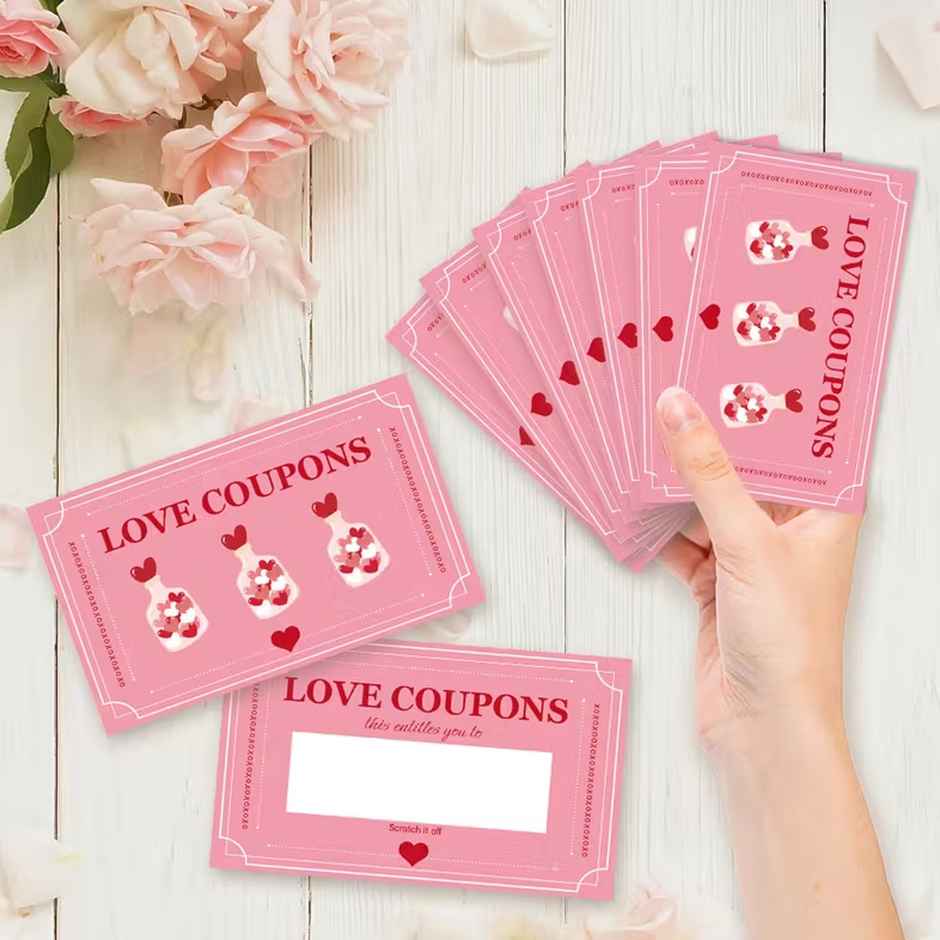 Valentines Day Handmade Love Coupons Book | Gift Card | Pack Of 10 | Party Propz