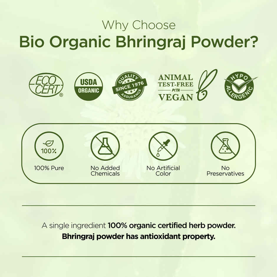 Bio Organic 100% Natural Bhringraj Powder by Indus Valley DIY Hair Mask for Soft & Hair Growth