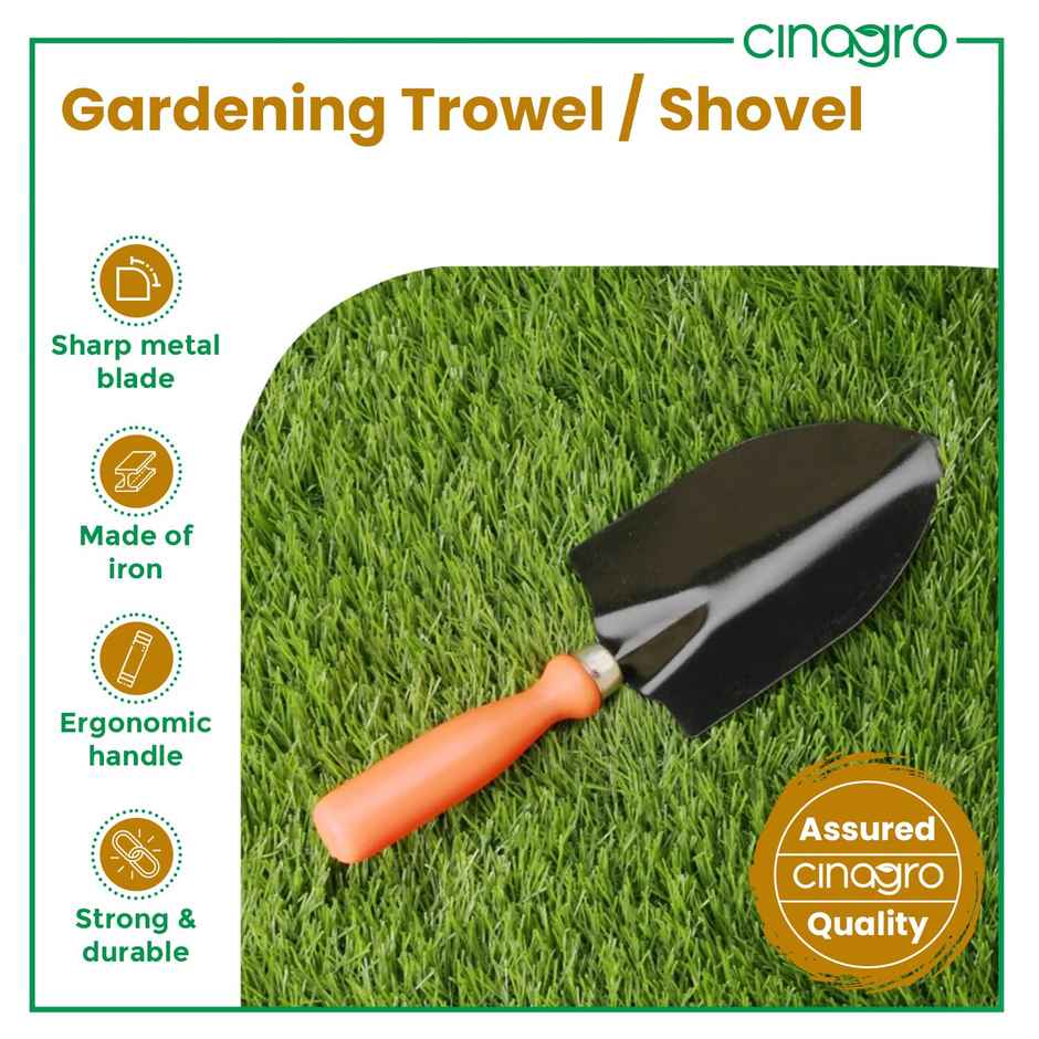 Cinagro Hand Trowel - Garden Digging Tool | Orange Handle, Black Blade