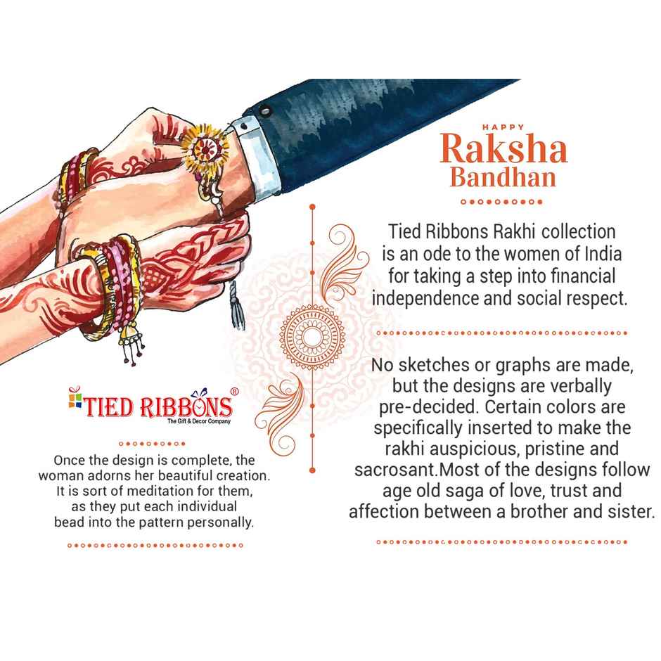 Tied Ribbons Krishna And Ganesha Rakhi For Kids With Roli Chawal (1pc) & Tied Ribbons Flute And Om Rakhi For Brother With Roli Chawal (1pc) Combo