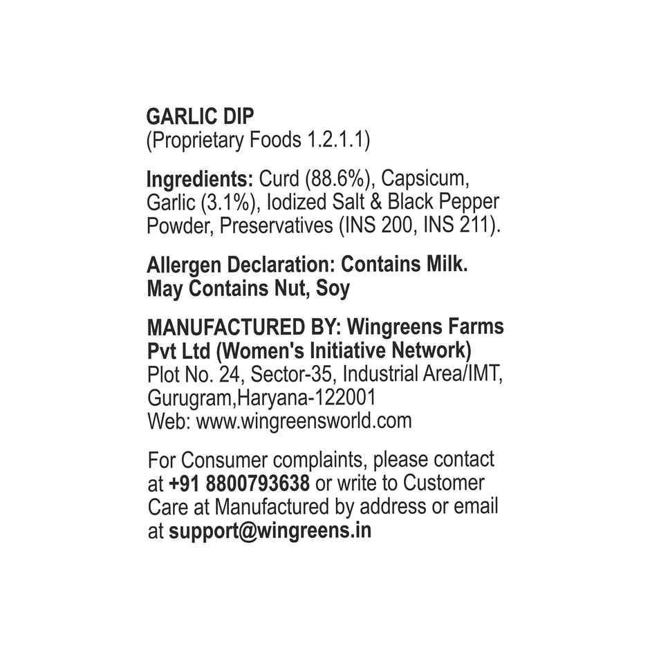 Wingreens Farms Garlic Dip