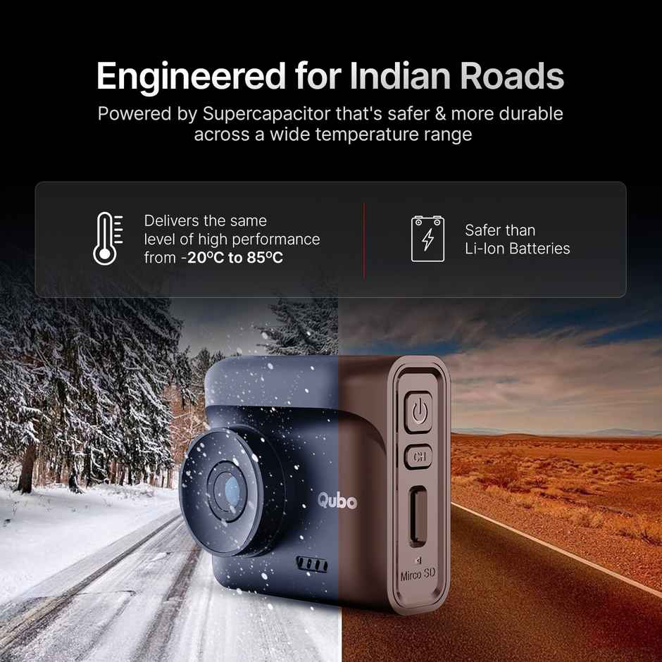 Qubo Dashcam Pro 2.7K + Rear Cam by Hero Group