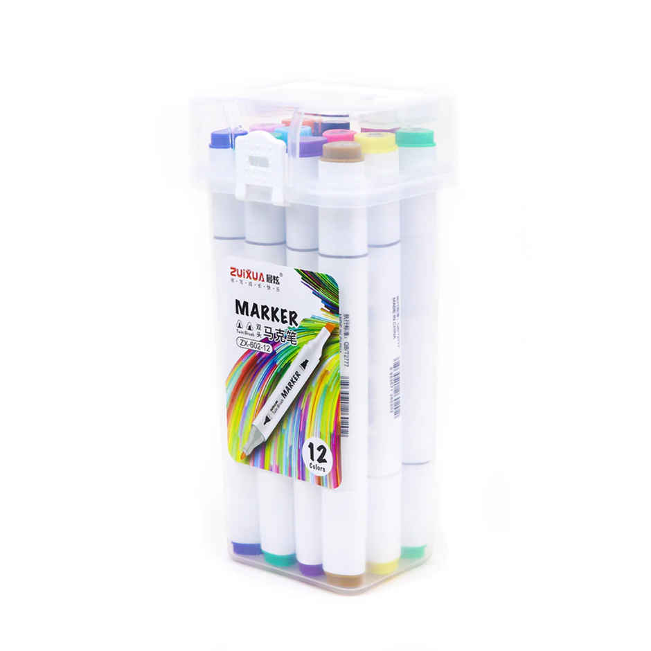 Alcohol Markers Dual Twin Tip Art Sketch Pens Touch Marker For Manga Portrait Fashion (12 Colors)