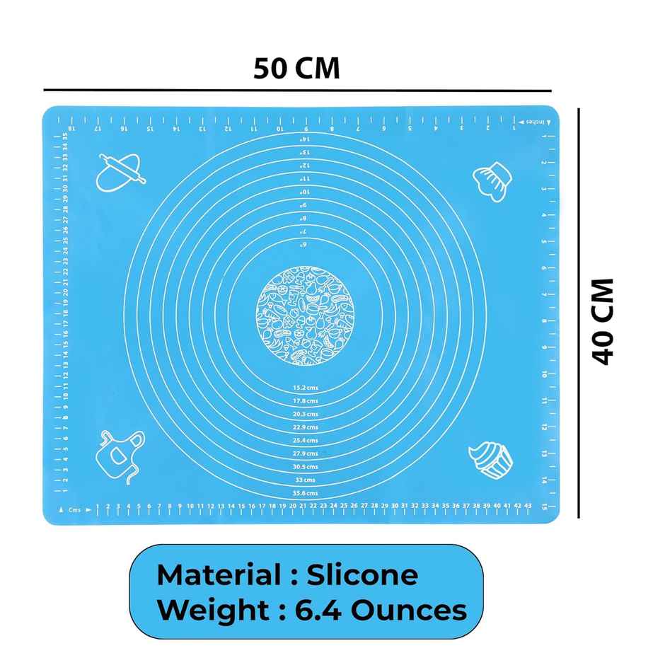 Cutting EDGE Silicone Baking Mat with Measurements|Non-Stick for Baking & Atta Kneading|Assorted