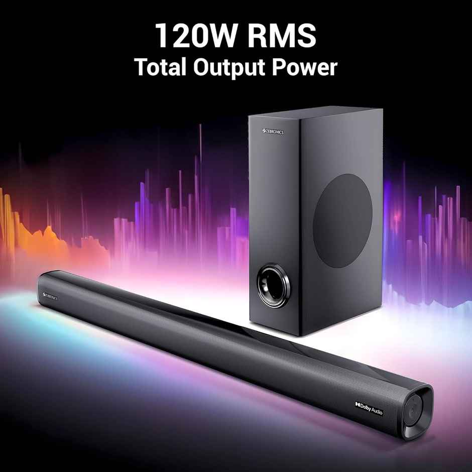 Zebronics Jukebar 6500, Dolby Soundbar, 120 Watts, Virtual 5.1 Surround, Dolby Audio, Dual Driver