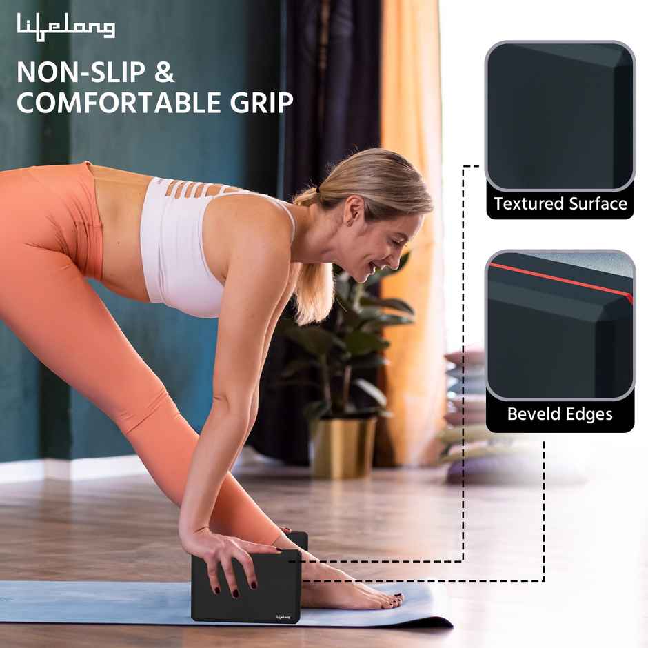 Lifelong Yoga Blocks Dual Colour |Size-4*6*9 Inch|Pack Of 1|Men & Women|Eva Foam(Llym111)