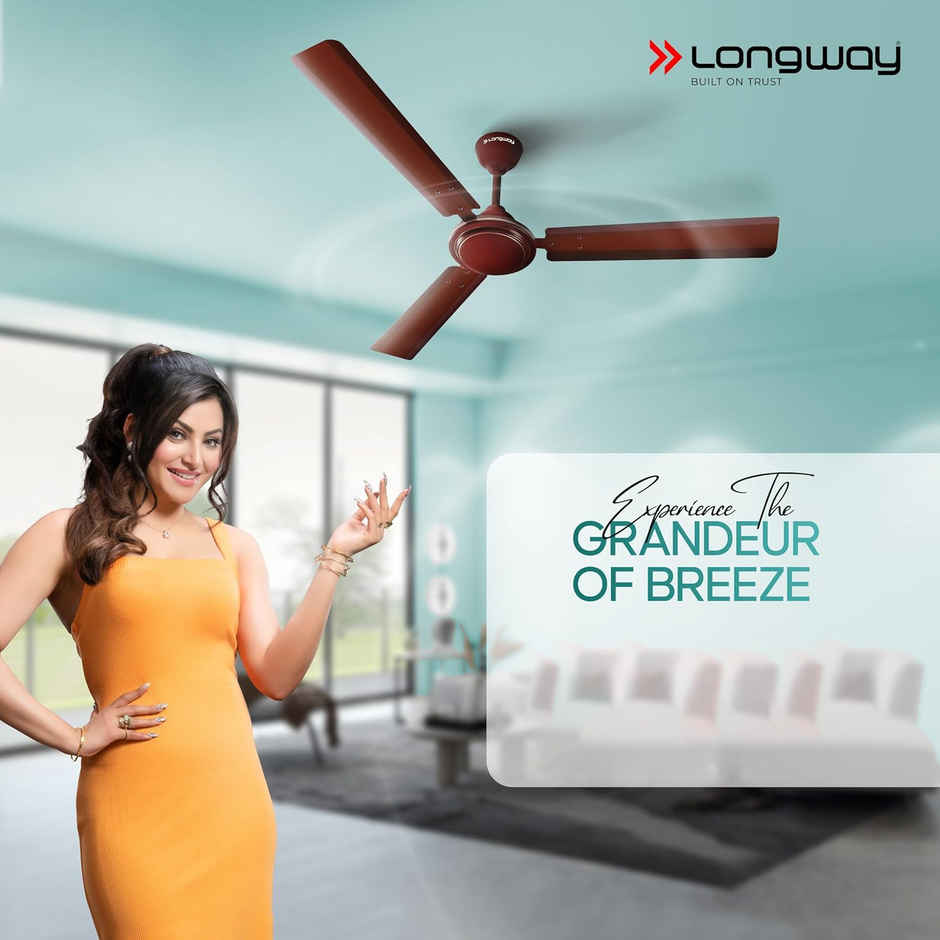 Longway Nexa P1 1200 mm/48 inch Ultra High Speed 3 Blade Anti Dust Star Rated Ceiling Fan, Brown