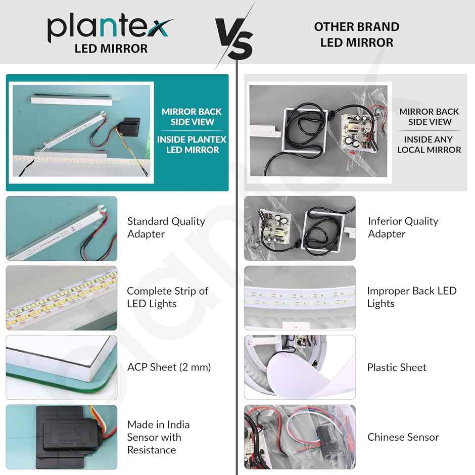 Plantex 18"x24" Glass Bathroom Mirror with LED Lights - Oval