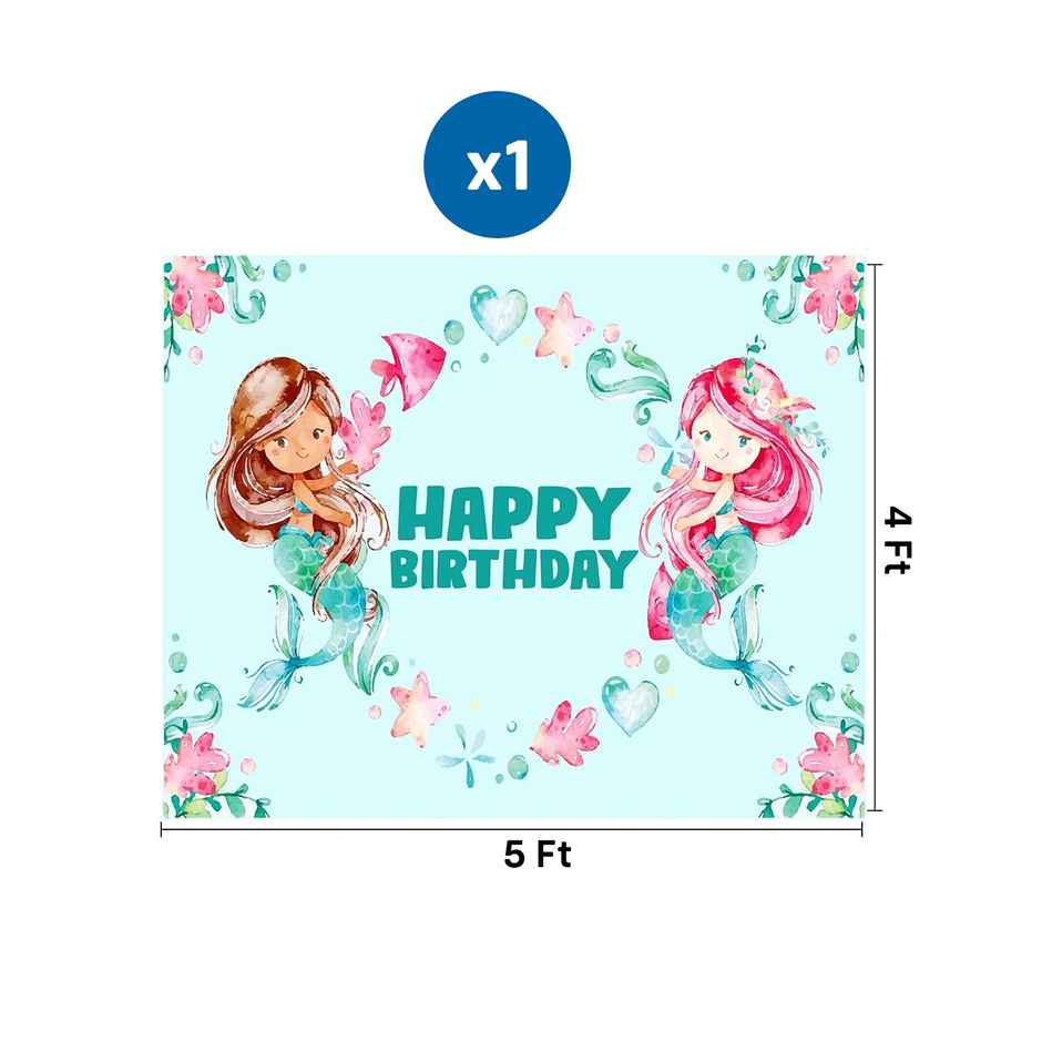 Mermaid Birthday Banner Backdrop | Party Propz