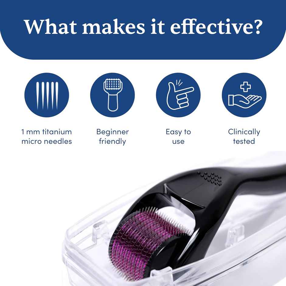 Man Matters Derma Roller 1.00mm with 540 Titanium Needles Promotes Beard Growth & Reduce Acne Scars