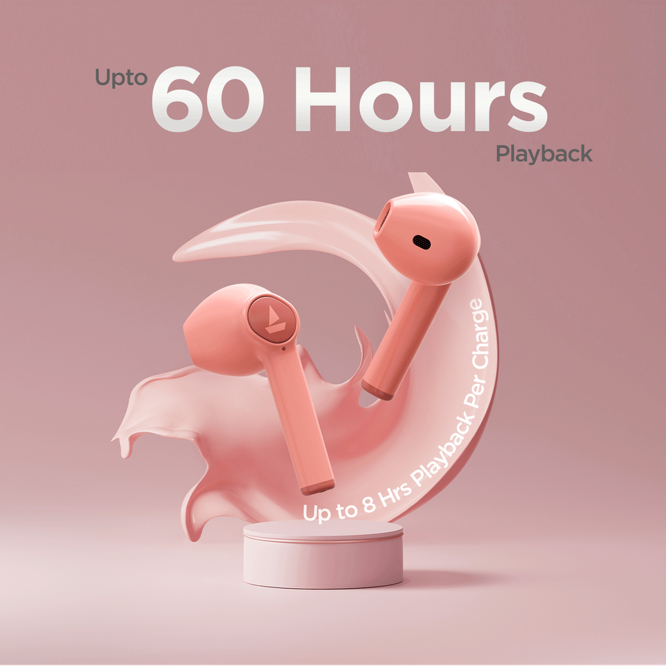 boAt Airdopes 138 TWS Earbuds with 60 Hrs Playtime, ASAP Charge, 13mm Drivers & BTv5.1 - Cherry Blossom