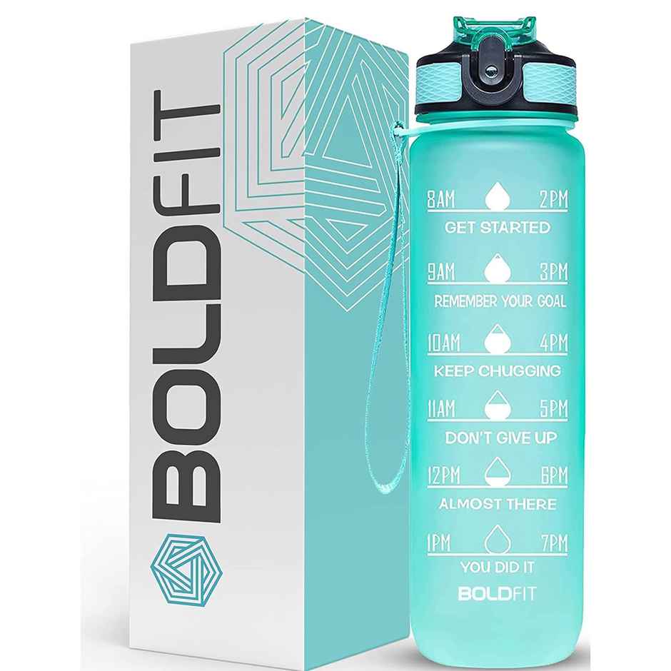 Boldfit Water Bottles 1 Litre Sipper With Straw Unbreakable | Mintgreen Plastic