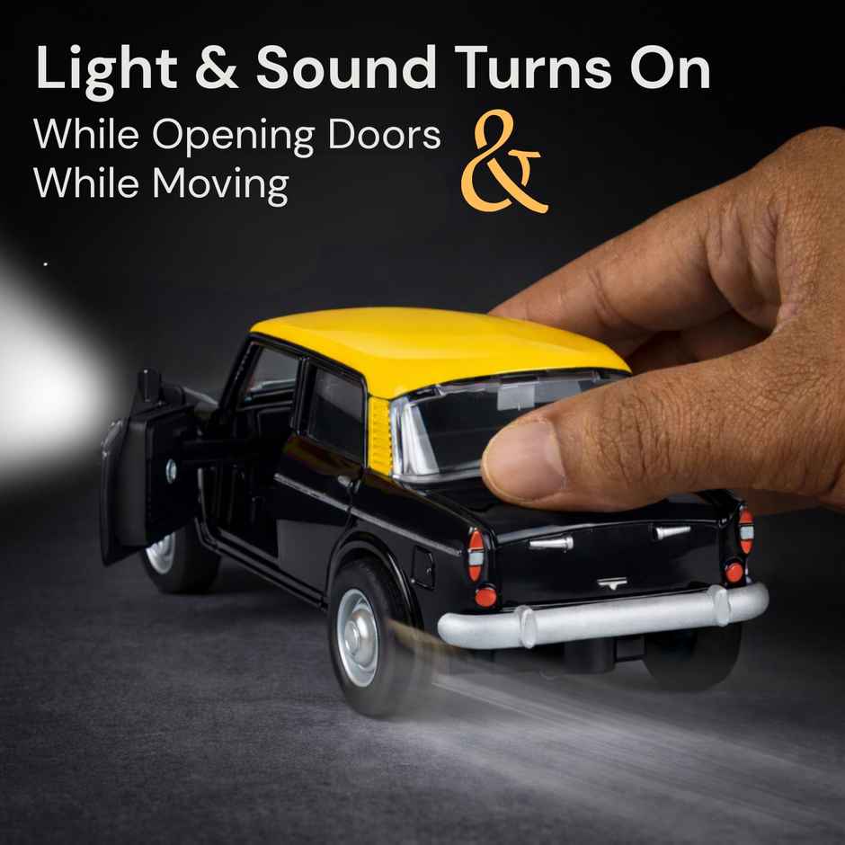 Race n Roll Light & Sound Retro Sedan Toy Car Pull Back Vehicle Fia Black